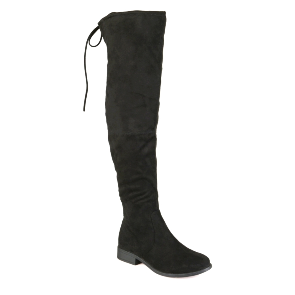 Over the knee Faux suede boots black Wide Calf Friendly